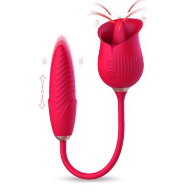 Imagem de MIFEIER Rose Tulip Telescopic G Spot Vibrator Women's Sex Toy Tongue Licking and 3 Speeds 7 Frequencies
