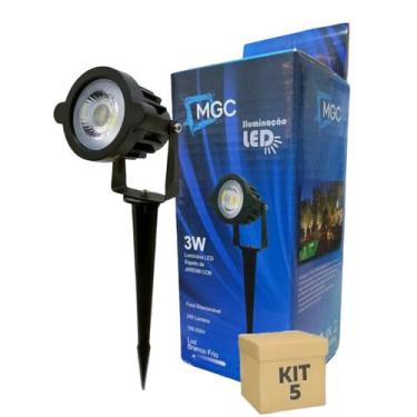 Imagem de Kit 5 Espeto Luminária De Jardim  Led 3W Branco Frio - Megaace