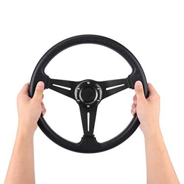Imagem de Volante de Carro de Corrida de 14 Polegadas, Leve, Esportivo, Antidesgaste, Liga de Alumínio, Volante Universal (BLACK)