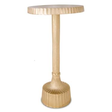 Imagem de Mesa lateral pequena redonda dourada da Objet D'Art, mesa de destaque, mesa lateral com pedestal redondo para sala de estar, mesa lateral pequena para espaços pequenos, mesa de bebida, decoração