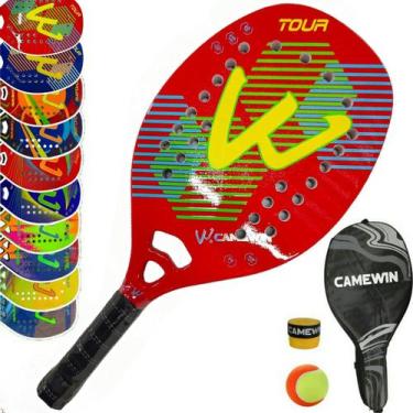 Imagem de Raquete Beach Tênis 100% Fibra De Carbono Eva Tour Vermelho - Camewin