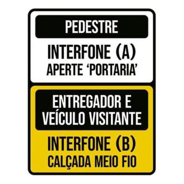 Imagem de Kit 3 Placas Interfone Pedestre Entregador Veículo Visitante - Sinaliz