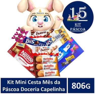 Imagem de Kit Mini Cesta Mês da Pâsoa  806g - lacta,nestle,nutella