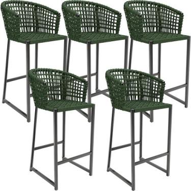 Imagem de Kit 05 Banqueta Para Área Gourmet Cozinha Varanda Corda Náutica Porto 