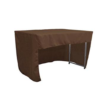 Imagem de LA Linen Toalha de mesa ajustada de popelina de poliéster aberto nas costas 122 cm C x 76 cm A, marrom