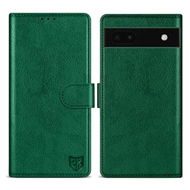 Imagem de ZZXX Capa carteira para Google Pixel 6a com [bloqueio RFID] com compartimento para cartão, fecho magnético, capa protetora de couro dobrável para celular Google Pixel 6a (verde-15,5 cm)