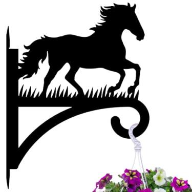 Imagem de peacoblue Ganchos de ferro para pendurar plantas internas ao ar livre, vasos de samambaias, lanterna, alimentador de pássaros, sinos de vento, 30,5 x 40,6 cm, suporte de parede de metal resistente ao