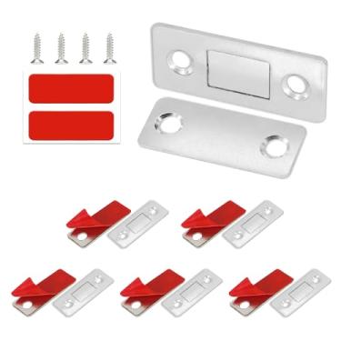 Imagem de Redunest Pegador magnético de armário, pacote com 6 fechos magnéticos ultrafinos para porta de armário, ímãs adesivos para armário de porta de armário de gaveta de cozinha, trava magnética forte oculta