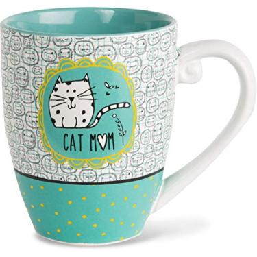 Imagem de It's Cats & Dogs Cat Mom Caneca de café extra grande de cerâmica xícara de chá, 590 ml, azul-petróleo