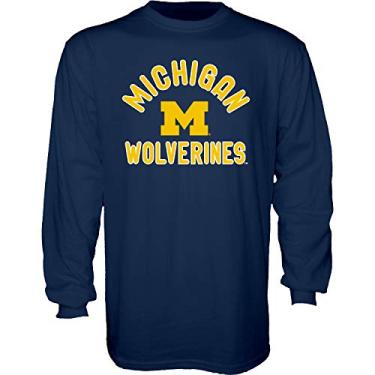 Imagem de Camiseta masculina de manga comprida NCAA Michigan Wolverines cor da equipe, Michigan Wolverines azul-marinho, grande