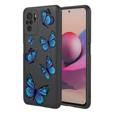 Imagem de HTXWXJC Capa de telefone para Redmi Note 10S, capa para Redmi Note 10 4G, capa Xiaomi Poco M5s à prova de choque flexível bumper TPU capa macia padrão borboleta capa de telefone para Xiaomi Redmi