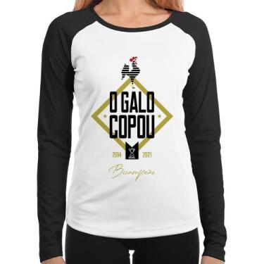 Imagem de Baby Look Raglan O Galo Copou! Manga Longa - Foca na Moda, Branco, Pre