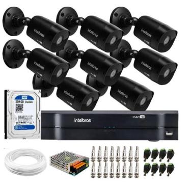 Imagem de Kit 8 Câmeras Black Intelbras - VHD 1220 B G6 Full HD 1080p + DVR Inte