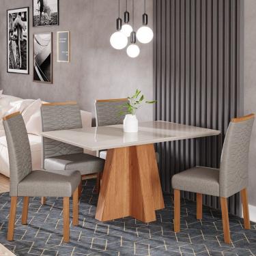 Imagem de Sala de Jantar Patricia 130 Cm com 4 Cadeiras Clarice Cinamomo/Offwhite/Grafite