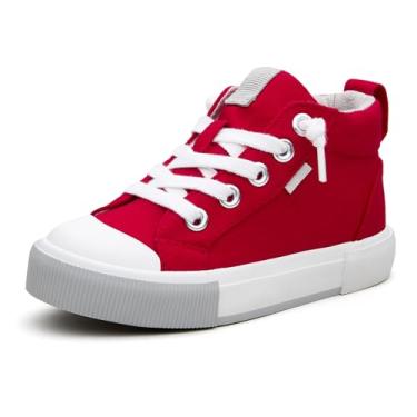 Imagem de Smoothscape Tênis infantil de lona de cano alto para meninos e meninas sem cadarço, Vermelho, 12 Little Kid