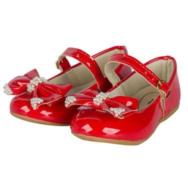 Imagem de Sapatilhas Infantil Bailarina Menina Vermelha Laço Perolado 2019 - B2A
