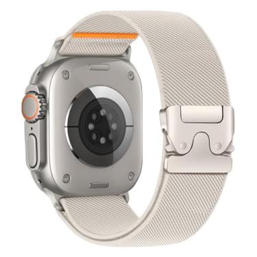 Imagem de Pulseira elástica de nylon para Apple Watch séries 10, 9, 8, 7, 6, 5, 4 e 3 SE, 42 mm, 46 mm, 40 mm, 44 mm, 41 mm, 45 mm, 38 mm, 49 mm, fivela paraquedas