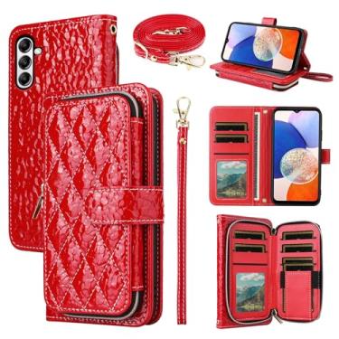 Imagem de Furiet Argyle Capa carteira para Samsung Galaxy A14/M14 5G com tiracolo/alça de pulso Luxuosa PU Couro Kickstand Bolsa com zíper à prova de choque Capa para celular A 14 4G 14 A 14M G5 mulheres homens