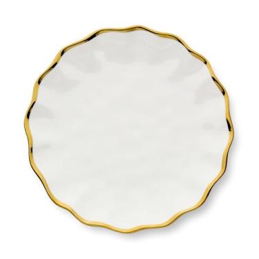 Imagem de Certified International Regency Gold Pratos de jantar de porcelana de 28 cm – Conjunto de 4 elegantes pratos dourados – Durável, lavável na máquina de lavar louça, utensílios de mesa finos para