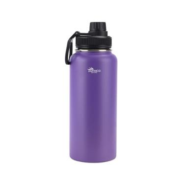 Imagem de ZAFiNCO Frasco de hidratação para esportes e acampamento com 3 tampas - Garrafa de água com parede dupla e isolada a vácuo - aço inoxidável, à prova de vazamento e livre de BPA (947 ml - roxo)