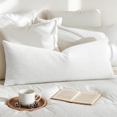 Imagem de OTOSTAR Conjunto de 1 capa de almofada texturizada Boucle para almofada lombar aconchegante e macia decorativa para poltrona, sofá, quarto, sala de estar, decoração de casa, 35 x 91 cm, branco marfim