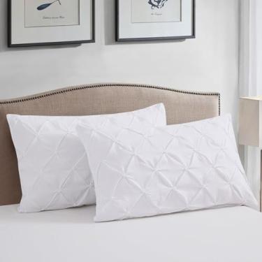 Imagem de Super Soft 500 TC Euro Sham Covers Conjunto de 2 fronhas quadradas decorativas 100% algodão egípcio macio para a pele (branco, beliscar queen 50 x 76)