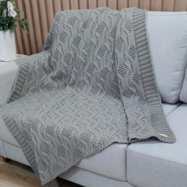 Imagem de Manta Trico Decorativa Sofa 120x150cm Usufruto Tricot cod001 Cor:GRAFITE