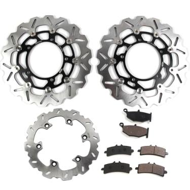 Imagem de Discos e pastilhas de disco de freio dianteiros e traseiros flutuantes compatíveis com Suzuki Hayabusa GSXR 1300 2013-2020, acessórios de substituição de motocicleta preto