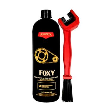 Imagem de Kit Foxy Remove Óleo Graxa e Piche Razux 1 Litro + Escova Corrente de Moto Vonixx