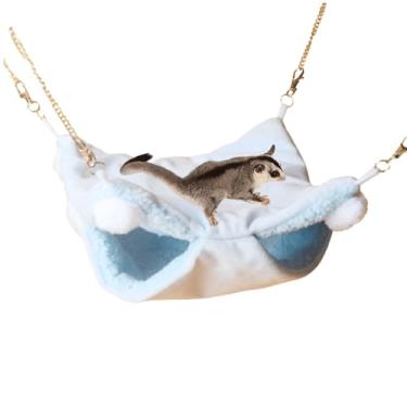 Imagem de Gaiola de beliche para animais pequenos para animais de estimação, para hamster, rato, planador, papagaio, porquinho-da-índia, esconderijo, brincar de dormir (azul, grande)