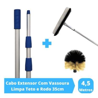 Imagem de Cabo Extensor 4,5 metros com Vassoura Limpa Teto, Forro e Gesso e Rodo