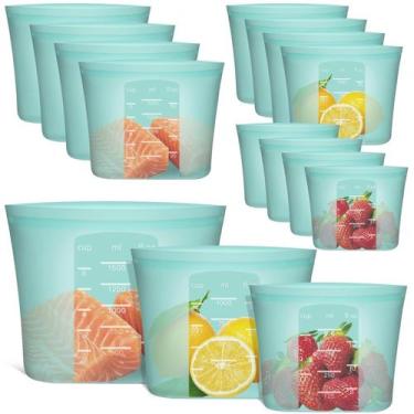 Imagem de Sacos de alimentos reutilizáveis Annaklin, pacote com 12, 100% silicon