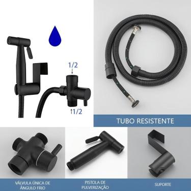 Imagem de Ducha Higiênica Preto Fosco Completa Banheiro Lavabo