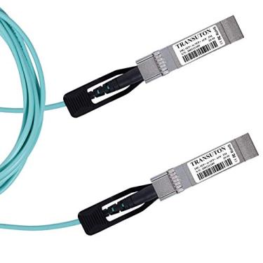 Imagem de Cabo 10G SFP+ AOC | 10 GBASE SFP+ para SFP+ Cabos de fibra óptica ativos compatíveis com dispositivos Cisco SFP-10G-AOC-15M, Ubiquiti, Netgear, D-Link, Supermicro, Mikrotik, 15 m/15 m