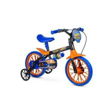 Imagem de Bicicleta intantil Aro 12 Nathor Hot Wheels com rodas de treinamento