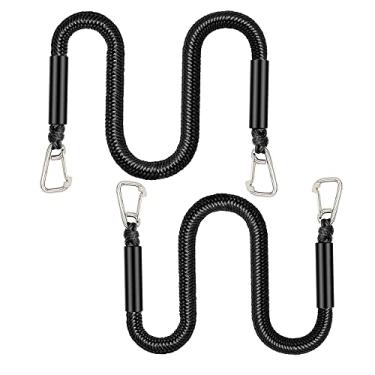 Imagem de 2 peças de linhas de doca elástica para barco, corda de amarração de 1,4 m para ancoragem se estende até 1,8 m, linha de amarração acessórios de barco cordas de ancoragem laços de doca PWC para barcos