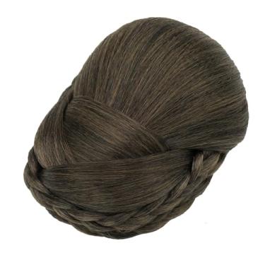 Imagem de IMISSU Cobertura de cabelo trançado chignon dançarina rosquinha pedaços de cabelo scrunchies coque de cabelo peruca grampos updo (M3 Castanho Misto)