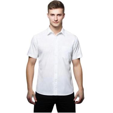 Imagem de Camisa Social Microleve Manga Curta Não Amassa Uniforme - C&C, Branco,