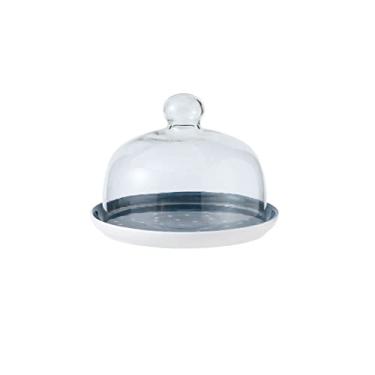 Imagem de RVGOJHYF Expositor de sobremesa, suporte de bolo, bandeja de frutas, prato de degustação de frutas com tampa, tampa de vidro transparente, prato de sobremesa, bandeja de exibição de bolo Ca