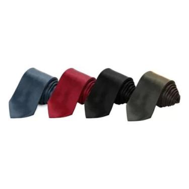 Imagem de Kit 4 Gravatas Social Cetim Semi Slim Cores Pronta Entrega - Yunity