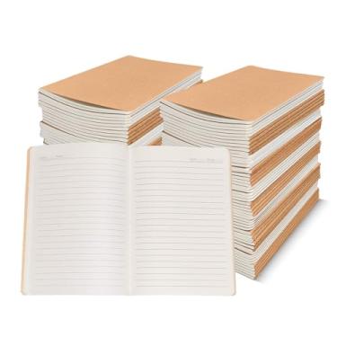 Imagem de TAZQINCO 100 Pack A5 Lined Kraft Notebooks, 8.3x5.5in, 80GSM Thicke paper 30 Sheets 60 Pages, Journaling Notebooks, Kraft Soft Cover Composition Notepad, Ruled Subject Notebooks, Travel Diary,