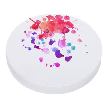 Imagem de PATIKIL Papel aquarela de 15 cm a granel, 50 folhas de papel de tinta de algodão aquarela prensa a frio 42 kg/250 g/m2 redondo para pintura artística artistas materiais de desenho