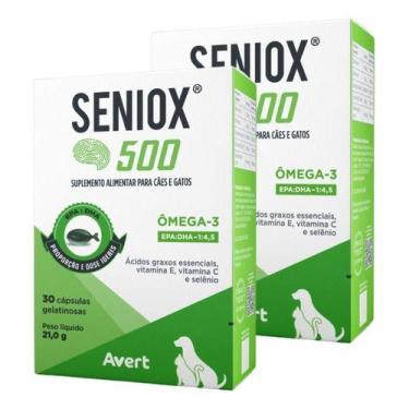 Imagem de 2 Seniox 500 Suplemento Para Cães Gato Ômega-3 60 Caps Avert