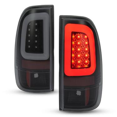 Imagem de KUAFU Par de luz traseira compatível com Ford F-250 F-350 F-450 F-550 2008-2016 Lâmpada traseira super resistente L&R com barra de tubo de LED sem lâmpadas de halogêneo (lente moke + caixa preta)