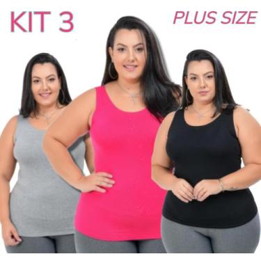 Imagem de KIt 3 Blusas Regatas Esportiva Para Treinos Plus Size - Wild, Rosa, Ve