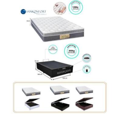 Imagem de Conjunto Cama Box Baú Casal Viúva  + Colchão Sankonfort Sleep Fresh 12