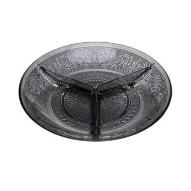 Imagem de Petisqueira de vidro com 3 divisorias angel fume 21,5cm lyor