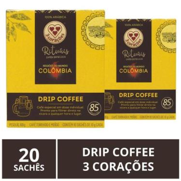 Imagem de Drip Coffee, 3 Corações, Café, 20 sachês - Três