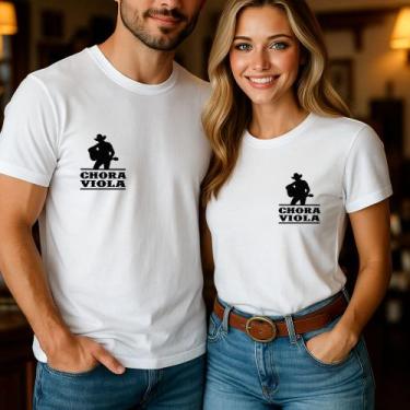Imagem de Camiseta Algodão Casal Amigos Country Estampa Chora Viola Sertanejo Se