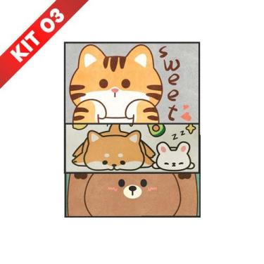 Imagem de Kit 3 Tapetes Decorativos Estampados Antiderrapantes 60x40cm - Poliest